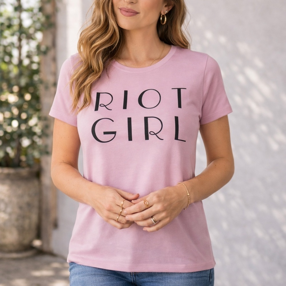Agnes & Dora Pink Short Sleeve Tee Graphic Tee Shirt Round Neck Size Large